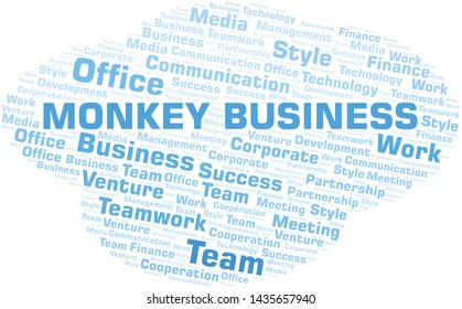 Monkey Business word cloud. Collage made with text only.