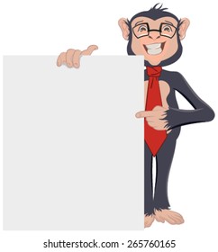 Monkey Businessman showing sheet of paper. Illustration in vector format