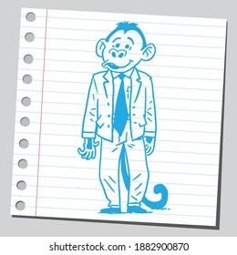 Monkey businessman. Sketch style illustration.