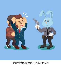 monkey businessman taken hostage, vector 
