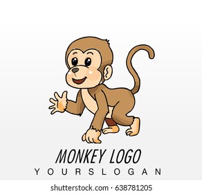 Monkey bye bye logo cartoon