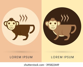 monkey cafe, cup monkey graphic vector.