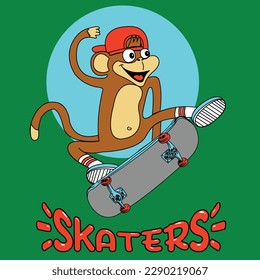 MONKEY WITH CAP AND SKATING TENNIS