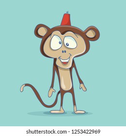 Monkey Cartoon Character, Funny and Cute (Vector Art)