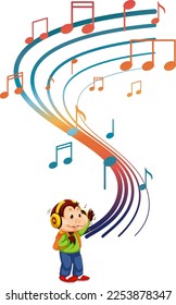 Monkey cartoon character with music note illustration