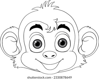 Contorno de caracteres de dibujos animados de monos para la ilustración de color