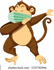 Monkey cartoon character wearing mask illustration