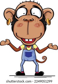 Affen-Cartoon-Figuren, süßer Affe, der eine Banane hält, Cute-Affe 