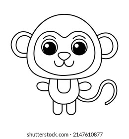 Monkey cartoon coloring page illustration vector. For kids coloring book.