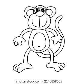 Monkey cartoon coloring page illustration vector. For kids coloring book.