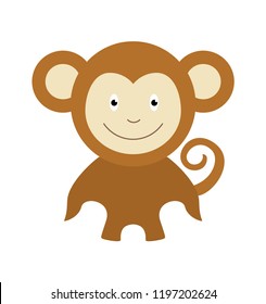 Monkey cartoon design flat illustration smile to us