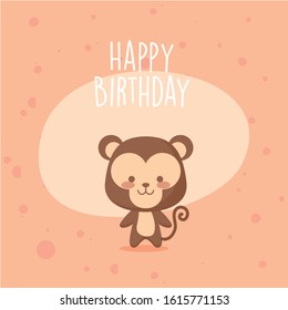 monkey cartoon design, Happy birthday card celebration decoration surprise party anniversay and invitation theme Vector illustration