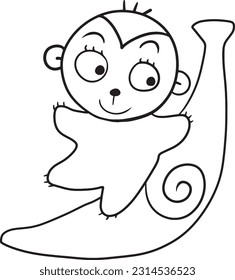 monkey cartoon doodle kawaii anime coloring page cute illustration drawing character chibi manga comic