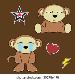 monkey cartoon emotions set in vector format very easy to edit
