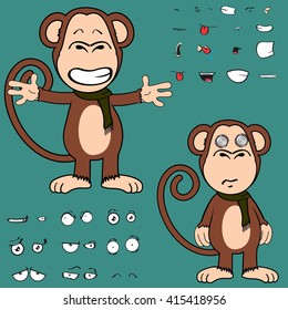 monkey cartoon expressions set in vector format very easy to edit 
