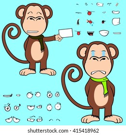 monkey cartoon expressions set in vector format very easy to edit 