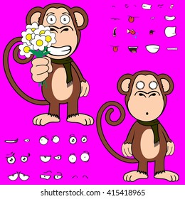monkey cartoon expressions set in vector format very easy to edit 