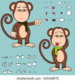 monkey cartoon expressions set in vector format very easy to edit 