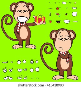 monkey cartoon expressions set in vector format very easy to edit 