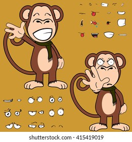 monkey cartoon expressions set in vector format very easy to edit 