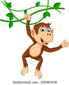 Monkey Cartoon Hanging Stock Vector (Royalty Free) 259387478 | Shutterstock