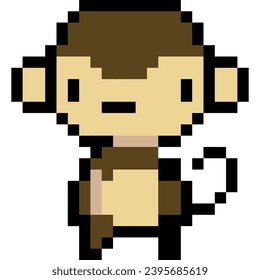 Monkey cartoon icon in pixel style