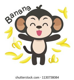 Monkey cartoon illustration.