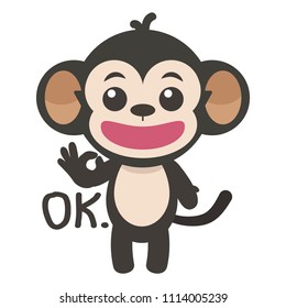 Monkey Cartoon Illustration Hand Ok Stock Vector Royalty Free