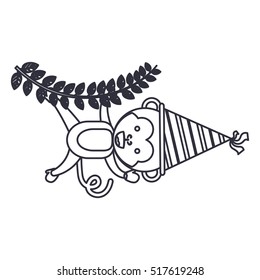 Monkey cartoon with party hat design