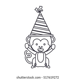 Monkey cartoon with party hat design
