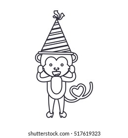 Monkey cartoon with party hat design