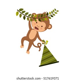 Monkey cartoon with party hat design