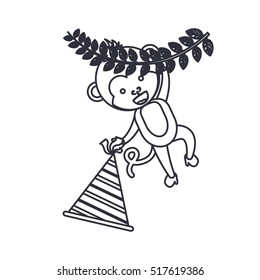 Monkey cartoon with party hat design