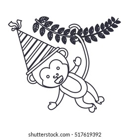 Monkey cartoon with party hat design