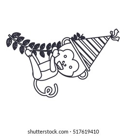 Monkey cartoon with party hat design