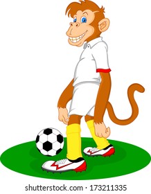 monkey cartoon playing soccer ball