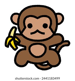 monkey cartoon roughen filled outline icon for decoration, website, web, mobile app, printing, banner, logo, poster design, etc.