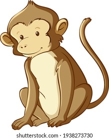 Monkey Cartoon Style Isolated Illustration