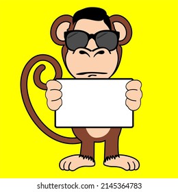 monkey cartoon with sun glasses illustration in vector format
