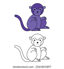 Monkey Cartoon Vector Icon Illustration. Children's monkey art. Vector icon.