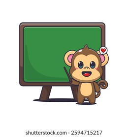 Monkey cartoon vector illustration with blackboard
Design element for poster, brochure, web, mascot, sticker, logo and icon.