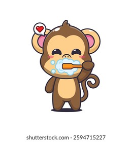 Monkey cartoon vector illustration brushing teeth
Design element for poster, brochure, web, mascot, sticker, logo and icon.