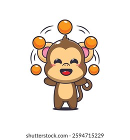 Monkey cartoon vector illustration circus attraction with balls
Design element for poster, brochure, web, mascot, sticker, logo and icon.