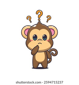 Monkey cartoon vector illustration is confused
Design element for poster, brochure, web, mascot, sticker, logo and icon.