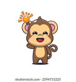 Monkey cartoon vector illustration get an idea 
Design element for poster, brochure, web, mascot, sticker, logo and icon.