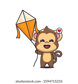 Monkey cartoon vector illustration playing kite
Design element for poster, brochure, web, mascot, sticker, logo and icon.