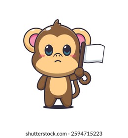 Monkey cartoon vector illustration with white flag
Design element for poster, brochure, web, mascot, sticker, logo and icon.