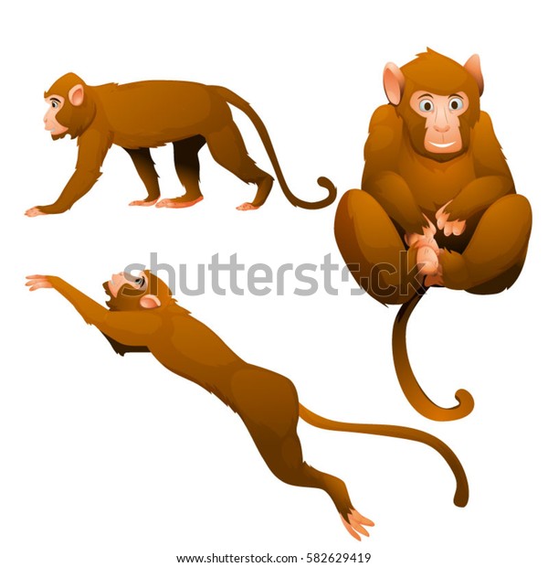 Monkey Cartoons Set B 1 Stock Vector (Royalty Free) 582629419