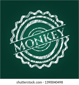 Monkey chalkboard emblem. Vector Illustration. Detailed.