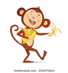 Monkey, character, bananas, ape, animal, smile, fun, fruit, zoo, print, poster, art, sweet